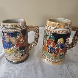 Old Vienna Ceramic Beer Steins Mugs Vintage Japan